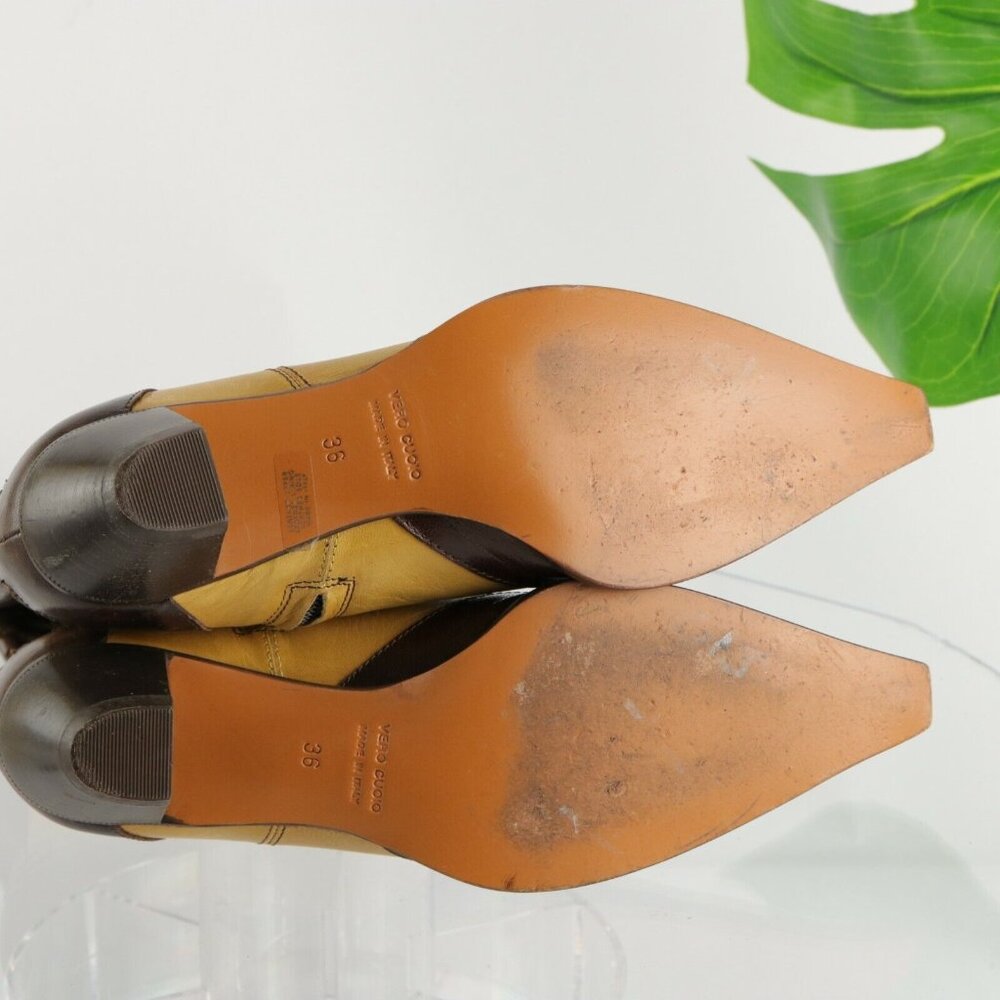 L'Autre Chose Western Womens Boot Size 36 6  Brown Tan Leather Pointed Sunburst - Picture 12 of 12